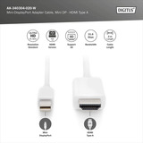 Digitus Adapterkabel mini DisplayPort > HDMI 4K weiß, 2 Meter