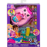 Mattel Polly Pocket Mama und Baby Igel Handtaschen-Spielset mit 2 Puppen und 16 Zubehörteilen 