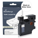 MediaRange Kunststoff-Schriftbandkassette, 12mm, 7m, laminiert, schwarz auf weiß kompatibel zu Dymo D1/45013/S0720530
