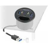 DeLOCK 3 Port Tisch-Hub 1x Typ-C - 2x Typ-A + HD-Audio, USB-Hub 