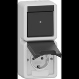 Gira Kombination Wippschalter und Schutzkontaktsteckdose Typ F 16 Ampere 250 Volt senkrecht Aufputz grau, Retail