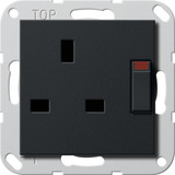 Gira Steckdose British Standard 13 Ampere 250 Volt geschaltet mit Shutter und Schraubklemmen schwarz, Retail