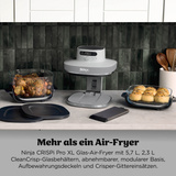  Ninja Crispi Pro 5-in-1 Heißluftfritteuse weiß/transparent, 2050 Watt, 2 Körbe 2,3 und 5,7 Liter