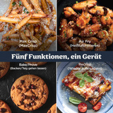  Ninja Crispi Pro 5-in-1 Heißluftfritteuse weiß/transparent, 2050 Watt, 2 Körbe 2,3 und 5,7 Liter