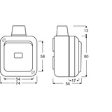 Busch-Jaeger Kreuzschalter Aufputz Wippe Taste Basiselement mit Komplettgehäuse Retail