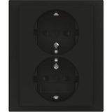 Busch-Jaeger Schutzkontakt Doppelsteckdose CEE 7/3 Typ F mit erhöhtem Berührungsschutz schwarz, Retail
