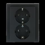 Busch-Jaeger Schutzkontakt Doppelsteckdose CEE 7/3 Typ F mit erhöhtem Berührungsschutz schwarz, Retail