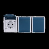 Busch-Jaeger Schutzkontakt-Steckdose dreifach waagerecht Typ 2300/3 Einbau waagerecht IP44 blau, Retail