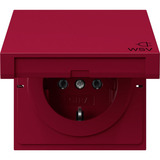 Gira Schutzkontaktsteckdose Typ F 16 Ampere 250 Volt mit Klappdeckel rot (glänzend), Retail