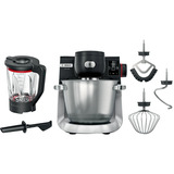 Bosch Home MUMS6ZS17 Küchenmaschine schwarz/edelstahl, 1.600 Watt, Serie 6, integrierte Waage, Timer