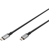 Digitus USB4 Gen 2x2 Kabel, USB-C Stecker > USB-C Stecker, 20Gbit/s schwarz/grau, 3 Meter, PD 3.0, Laden mit 60 Watt