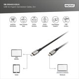 Digitus USB4 Gen 2x2 Kabel, USB-C Stecker > USB-C Stecker, 20Gbit/s schwarz/grau, 3 Meter, PD 3.0, Laden mit 60 Watt
