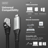 Digitus USB-C 3.2 Gen1 > RJ-45 Ethernet Kabel, 1Gbit/s, Adapter schwarz, 10 Meter, 10/100/1.000Mbit/s