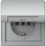 Gira Schutzkontaktsteckdose Typ F 16 Ampere 250 Volt mit Klappdeckel aluminium, Retail