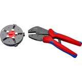 KNIPEX MultiCrimp 97 33 01, mit Wechselmagazin, Crimpzange rot/blau, inkl. 3 Crimpeinsätzen