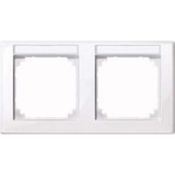 Merten Rahmen 2-fach mit Beschriftungsträger, Typ 471225, glänzend, antibakteriell weiß (glänzend), Retail