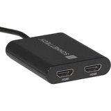 Sonnet USB DisplayLink Adapter, USB-A Stecker > Dual 4K HDMI schwarz, 30cm, für M1 und M2 Macs