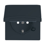 Busch-Jaeger Schutzkontakt-Steckdoseneinsatz Schuko IP44 mit erhöhtem Berührungsschutz, Unterputz anthrazit, Retail