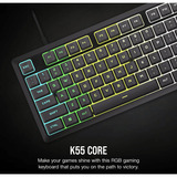 Corsair K55 CORE RGB, Gaming-Tastatur schwarz, DE-Layout, Rubberdome