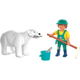 PLAYMOBIL 72090 Animals & Friends Zoo: Eisbär und Pfleger, Konstruktionsspielzeug 