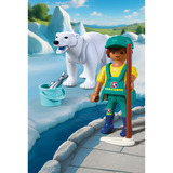 PLAYMOBIL 72090 Animals & Friends Zoo: Eisbär und Pfleger, Konstruktionsspielzeug 
