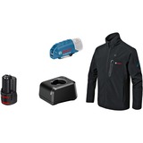 Bosch Professional Heat+Jacket GHJ 12+18V Kit Größe M, Arbeitskleidung schwarz, inkl. Ladeadapter GAA 12V-21, 1x 12-Volt-Akku