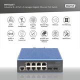 Digitus Industrieller 8+2-Port L2 managed Gigabit Ethernet PoE Switch 