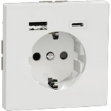 Merten Schutzkontakt Steckdose mit USB Ladegerät Typ MEG2367-6035, Unterputz, 16 Ampere, 250 Volt weiß (glänzend), Retail