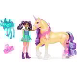 Spin Master Unicorn Academy - Ava und Einhorn Leaf, Spielfigur mit echter Mähne und Schweif sowie Bürste