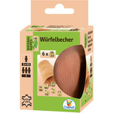 VEDES Lederwürfelbecher mit 6 Würfeln aus Kunststoff, Höhe ca. 8,5 cm, Würfelspiel 