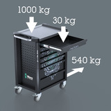 Wera 9706 Tool Rebel Werkstattwagen Stainless 2, mit Bestückung, Werkzeugwagen schwarz/silber, 191-teilig, im exklusiven Tool Rebel Design