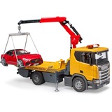 bruder 03552 Scania Super 560R Abschlepp-LKW mit Light & Sound Modul und Roadster, Modellfahrzeug 
