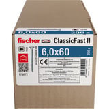 fischer Spanplattenschraube ClassicFast II 6,0x60 Senkkopf TX 200 Stück, mit Teilgewinde, verzinkt
