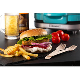 Ariete Hamburger-Grill Party Time, Elektro-Grillplatte hellblau/silber, 1.200 Watt, 50's Style