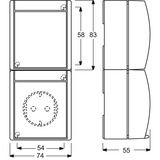 Busch-Jaeger Kombination Schutzkontakt Steckdose mit Wippschalter Wechselschalter grau, Retail