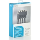 Digitus USB 2.0 Adapterkabel, USB-A Stecker > 4x Seriell RS232 Stecker schwarz, 1,5 Meter