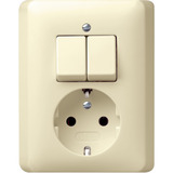 Gira Schutzkontakt Serienschalter Kombination Wippschalter Steckdose weiß, Retail