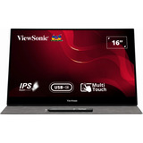 ViewSonic TD1655, LED-Monitor 39.6 cm (15.6 Zoll), silber/schwarz, FullHD, IPS, USB-C, Mini-HDMI, Touch-Stift, Lautsprecher