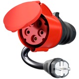 go-e Adapter für Gemini flex 22 kW, CEE rot Drehstrom 32A > Haushaltssteckdose schwarz, 30cm