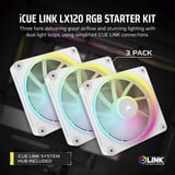 Corsair iCUE LINK LX120 RGB Generalüberholt, Gehäuselüfter weiß, 3er Pack, 120 mm