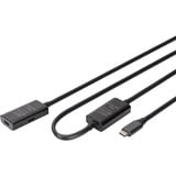Digitus Aktives USB 3.2 Gen 1 Verlängerungskabel, USB-C Stecker > USB-C Buchse schwarz, 10 Meter, Repeater Kabel