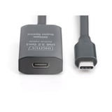 Digitus Aktives USB 3.2 Gen 1 Verlängerungskabel, USB-C Stecker > USB-C Buchse schwarz, 10 Meter, Repeater Kabel
