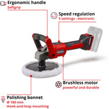 EINHELL Power X-Change Akku-Poliermaschine CE-CP 18/180 Li E-Solo, 18Volt rot/schwarz, ohne Akku und Ladegerät