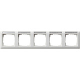 Gira Abdeckrahmen 5-fach glänzend, Abdeckung weiß, Retail