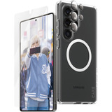 PanzerGlass Flagship 3-in-1 Set transparent/weiß, Samsung Galaxy S25 Ultra, QI-kompatibel, EasyAligner