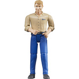 bruder Mann mit hellem Hauttyp und Hose, Spielfigur blau