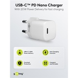 goobay USB-C Schnellladegerät Nano, PD, GaN, 20 Watt weiß, 1x USB-C, Power Delivery 3.0