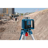 Bosch Professional Rotationslaser GRL 400 H Professional blau/schwarz, rote Laserlinie, mit Laser-Empfänger LR 1, VARTA Ladegerät + Akkus, in L-BOXX