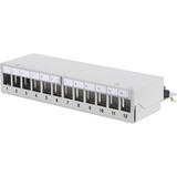 Digitus Modulares Desktop Patchpanel, 12-Port, geschirmt hellgrau, für Keystone-Module, mit Beschriftungsfeld