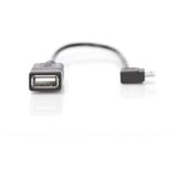 Digitus USB 2.0 Adapter, Micro USB Stecker 90° > USB-A Buchse schwarz, 15cm, OTG Funktion (On-The-Go), rechts abgewinkelt